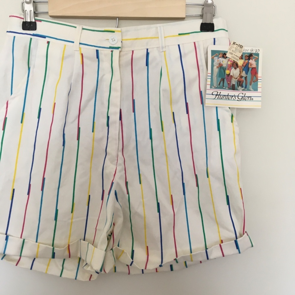 VTG 80s Hunter’s Glen Rainbow Striped Shorts Sz 9/10 High Waisted NOS Japan Made - Picture 6 of 16